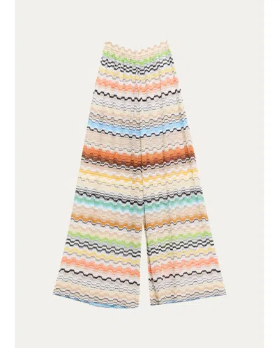 Missoni Zigzag-knit Wide-leg Pants In Multicolor