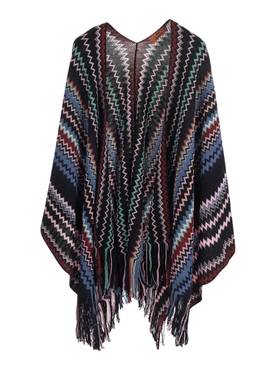 Missoni Zigzag-knit Wool-acrylic Blend Cape In Multi