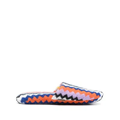 Missoni Zigzag-motif Slippers In Blue