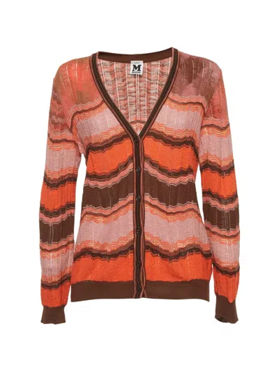 Pre-owned Missoni Zigzag-pattern Cardigan In Brown