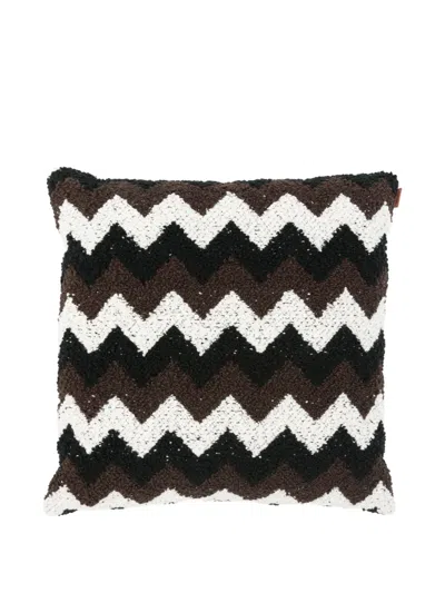 Missoni Zigzag-pattern Cushion In Brown