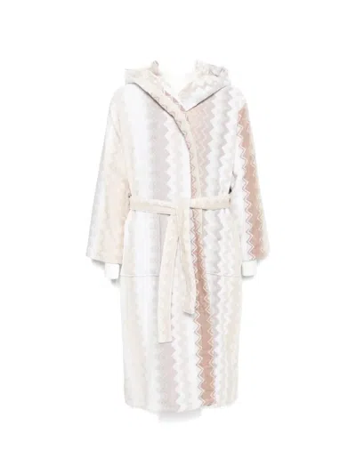 Missoni Zigzag-pattern Dressing Gown In White