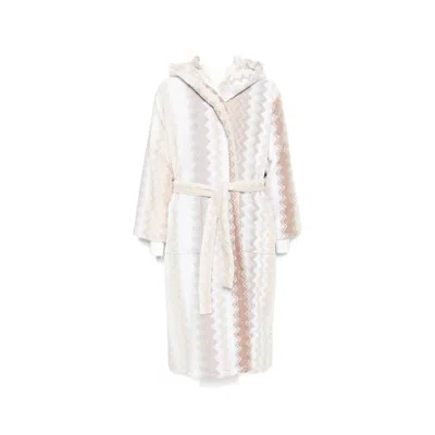 Missoni Zigzag-pattern Dressing Gown In Neutral