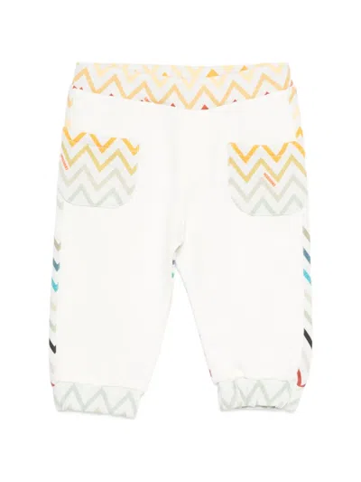 Missoni Babies' Zigzag-pattern Elasticated Tracksuit Bottoms In White