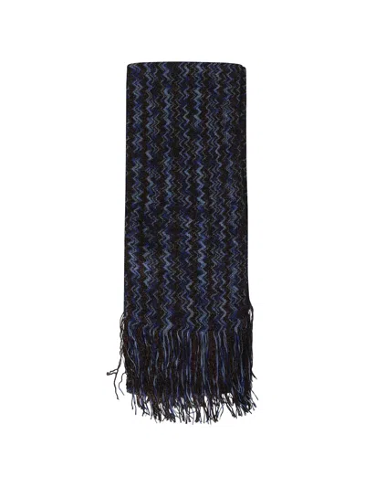 Missoni Zigzag-pattern Fringed Scarf In Black