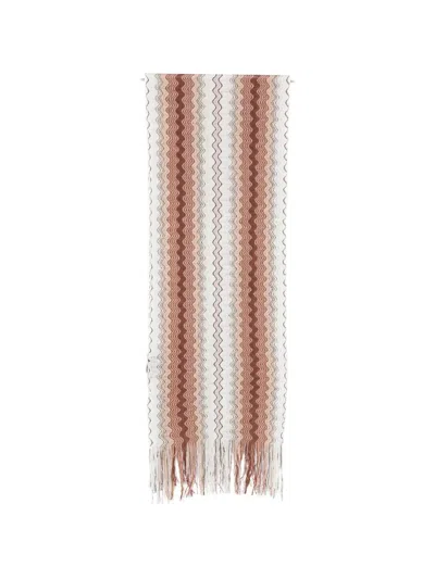 Missoni Zig-zag Viscose Blend Fringed Scarf In Brown