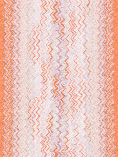Missoni Zig-zag-pattern Fringed Scarf In Orange