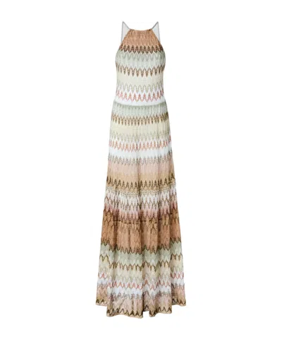 Missoni Zigzag-pattern Halterneck Maxi Dress In Multi
