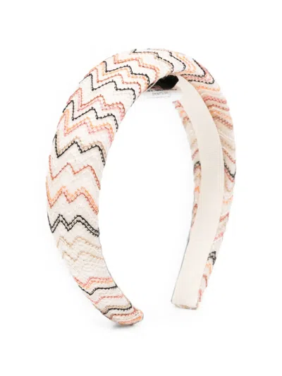 Missoni Kids' Zig-zag-pattern Headband In Neutrals
