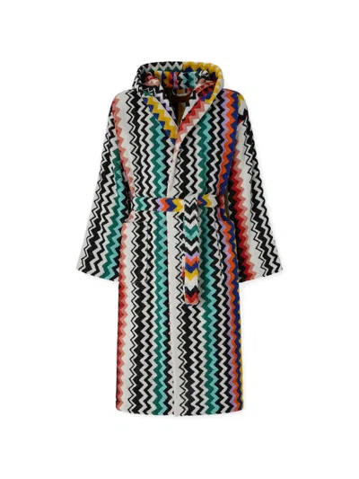 Missoni Zigzag-pattern Hooded Bathrobe In Multi