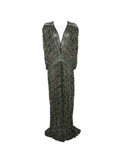 Pre-owned Missoni Zigzag-pattern Maxi Dress In Black
