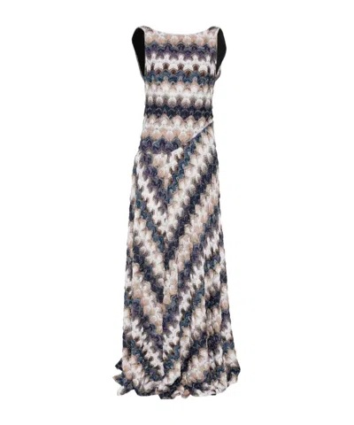 Missoni Zigzag-pattern Open-back Maxi Dress In Black