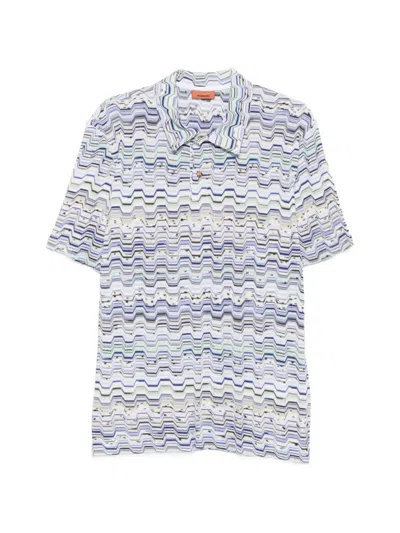 Missoni Cotton Polo Shirt With Raschel Knit And Greek Motif In Multi