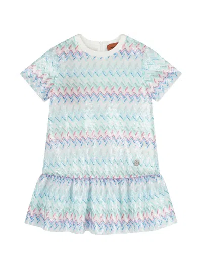 Missoni Kids' Zigzag-pattern Ruffled Dress In Blue