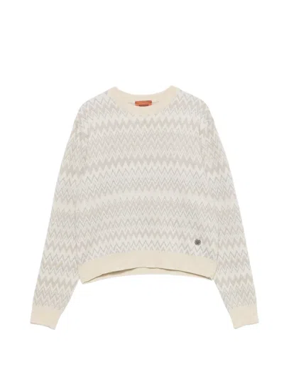 Missoni Kids' Zigzag-pattern Sweater In Neutral