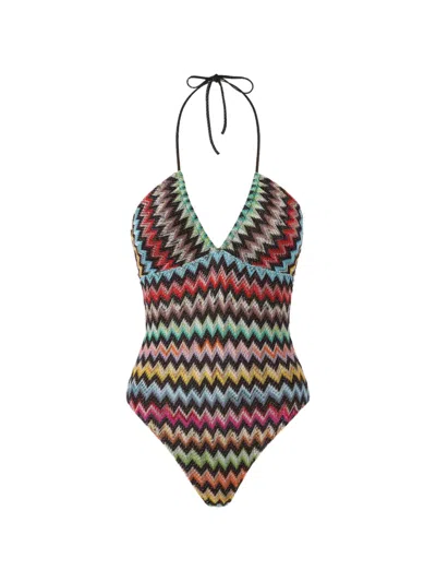 Missoni Zigzag-pattern Swimsuit In Black
