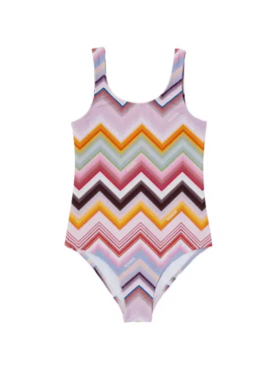 Missoni Kids' Zigzag-pattern Swimsuit In Multi