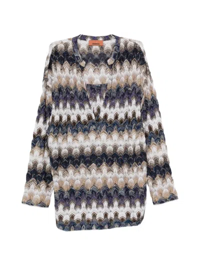Missoni Zigzag-pattern V-neck Top In Black