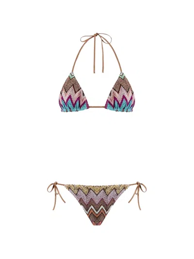 Missoni Zigzag-patterned Bikini In Brown