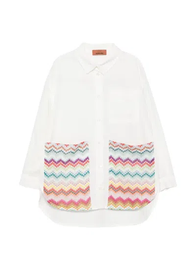 Missoni Kids' Zigzag-pocket Shirt In White