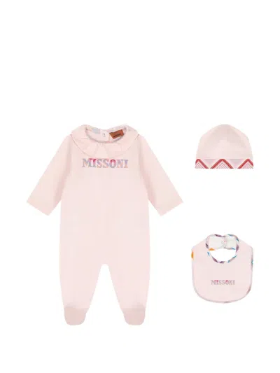 Missoni Zigzag-print Babygrow Set (set Of Three) In Pink