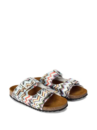 Missoni Zigzag-print Buckle-fastening Sandals In White