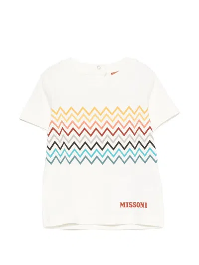 Missoni Babies' Zigzag-print Cotton T-shirt In White