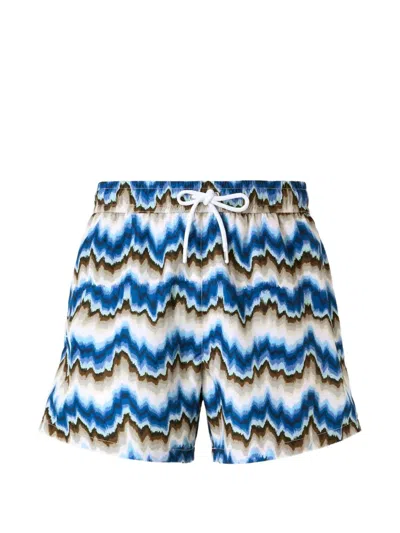 Missoni Zigzag-print Drawstring Swim Shorts In Blue