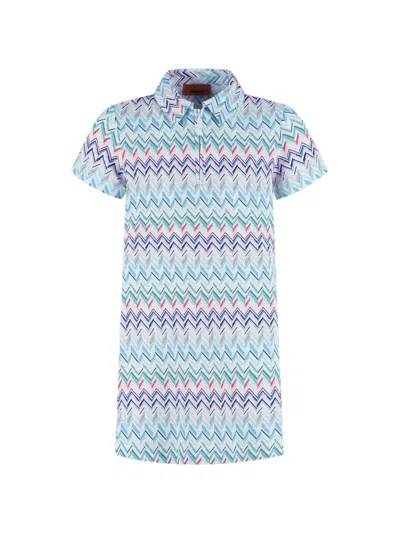 Missoni Kids' Zigzag-print Dress In Blue