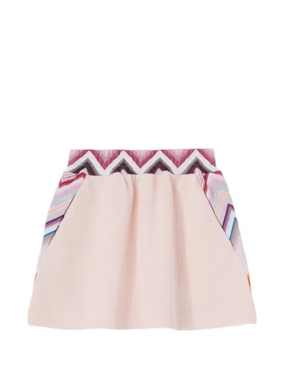 Missoni Kids' Zigzag-print Elasticated Skirt In Pink