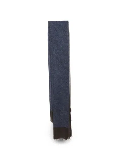 Pre-owned Missoni Zigzag-print Frayed Scarf In Blue
