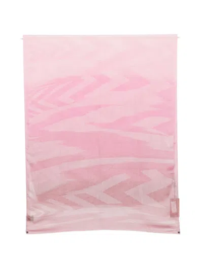 Missoni Zigzag-print Frayed Scarf In Pink