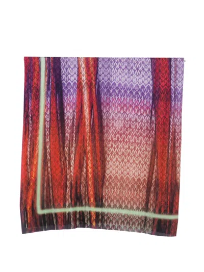 Missoni Zigzag-print Frayed Scarf In Red
