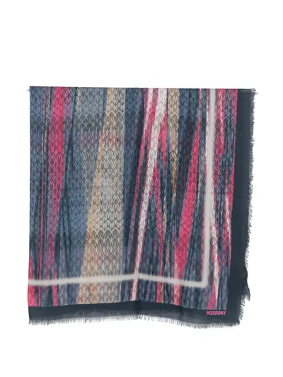 Missoni Zigzag-print Frayed Scarf In Red