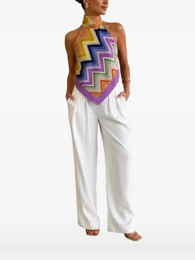 Missoni Zigzag-print Halterneck Cotton Blouse In Multi