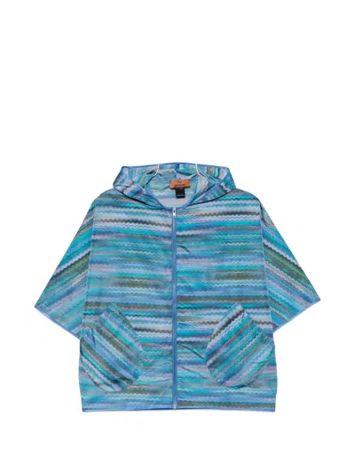 Missoni Zigzag-print Hooded Jacket In Blue