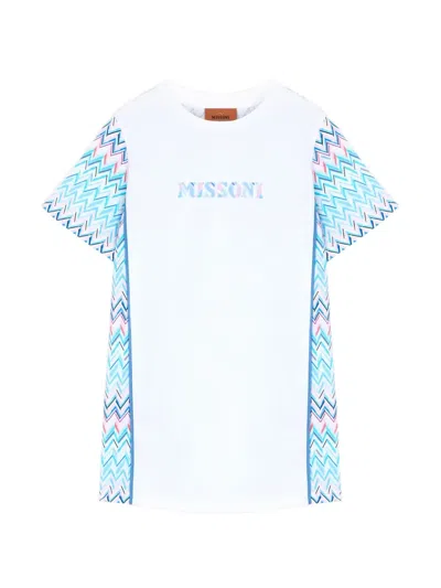 Missoni Zigzag-print Logo-print Dress In Blue