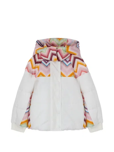 Missoni Kids' Zigzag-print Padded Coat In White