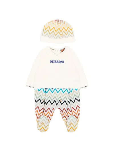 Missoni Babies' Zigzag-print Pajamas Set In Neutral