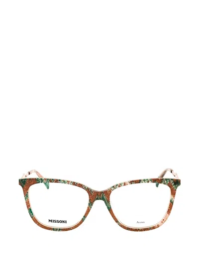 Missoni Zigzag-print Rectangle-frame Glasses In Brown