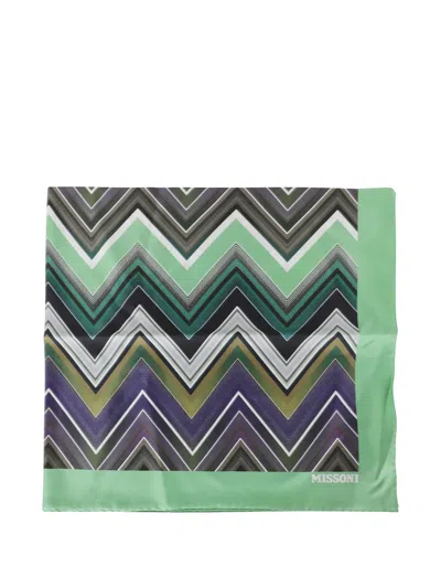 Missoni Zigzag-print Scarf In Green