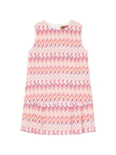 Missoni Kids' Zigzag-print Sleeveless Dress In Pink
