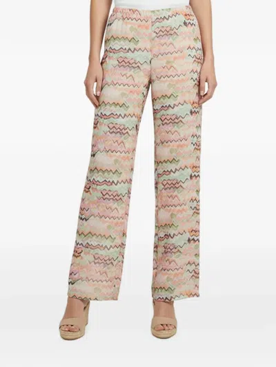 Pre-owned Missoni Zigzag-print Straight-leg Trousers In Neutrals
