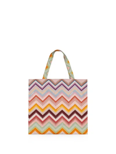 Missoni Kids' 지그재그 프린트 토트 백 In 뉴트럴