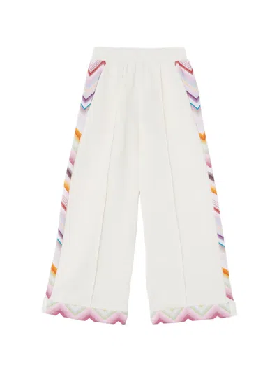 Missoni Kids' Zigzag-print Track Pants In White