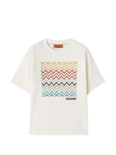 Missoni Kids' Zigzag-print T-shirt In Neutral