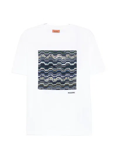 Missoni Zigzag Print Crew Neck Short Sleeve T-shirt In White