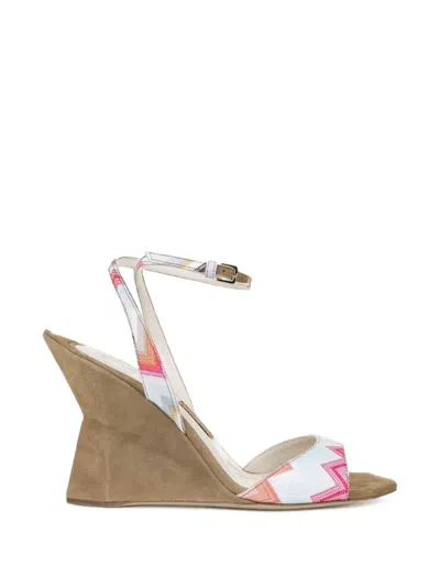 Missoni Zigzag-print Wedge Sandals In White