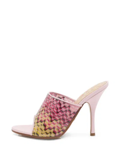 Pre-owned Missoni Zigzag-strap Heeled Sandals In Pink
