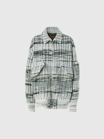 Missoni Zip-up Bomber Jacket In Blue